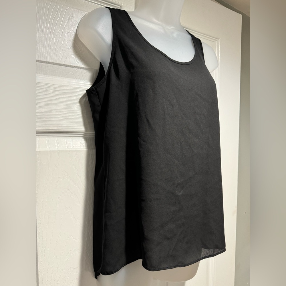 Express Black Sheer Sleeveless Split-Back Top (Size S)